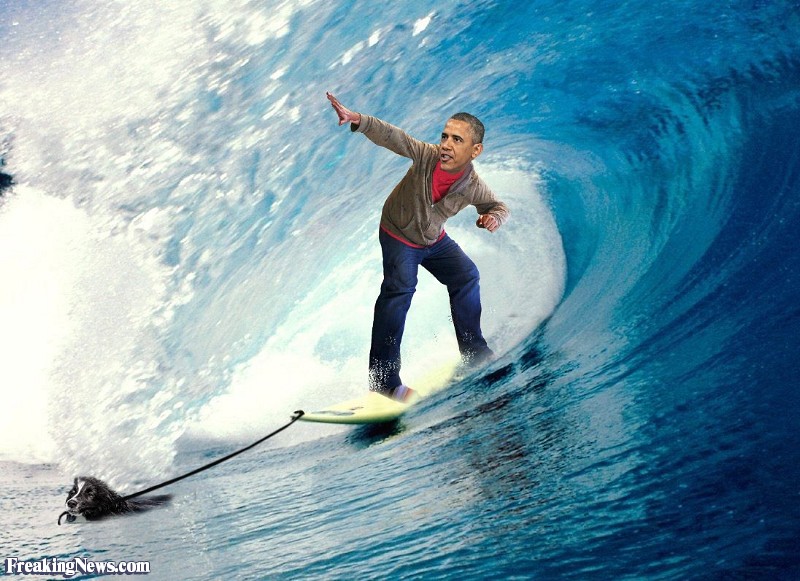 Obama Funny Surfing Photoshopped Picture