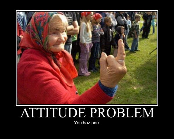 Old Lady Showing Middle Finger Funny Attitude Poster