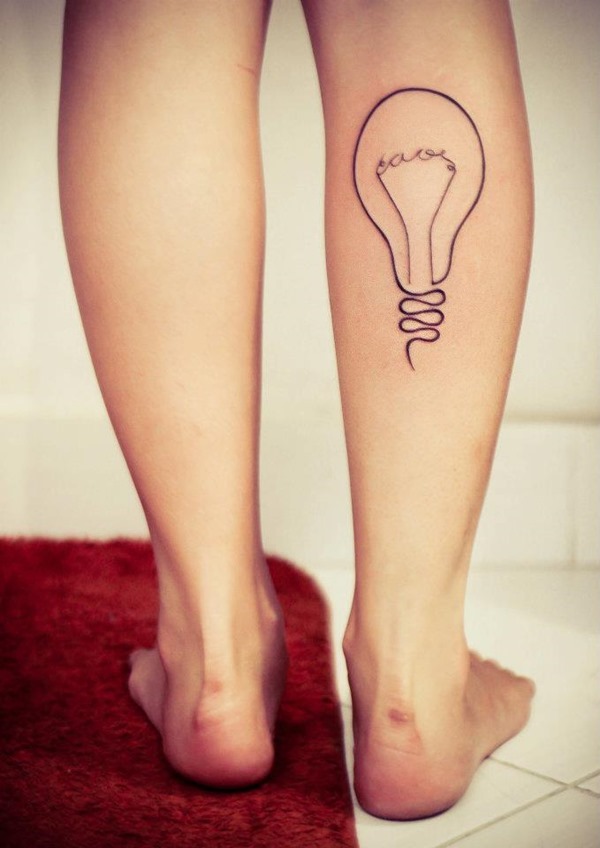 Outline Bulb Tattoo on Back Leg