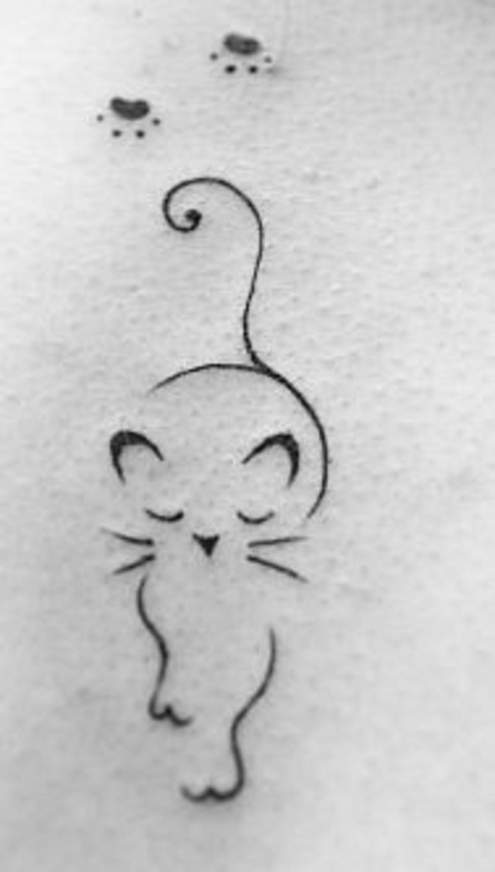 Outline Cat Tattoo Design Idea