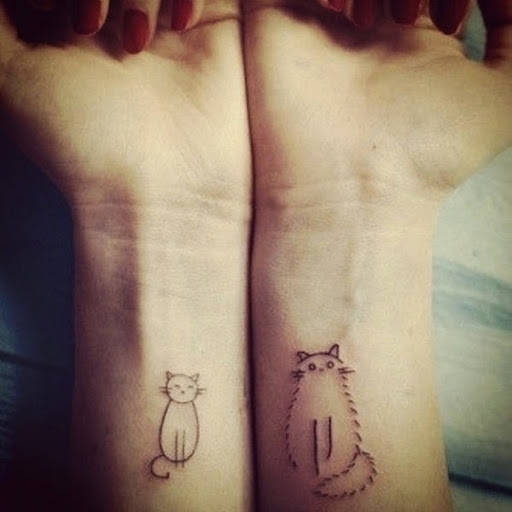 Outline Cat Tattoos On Wrists