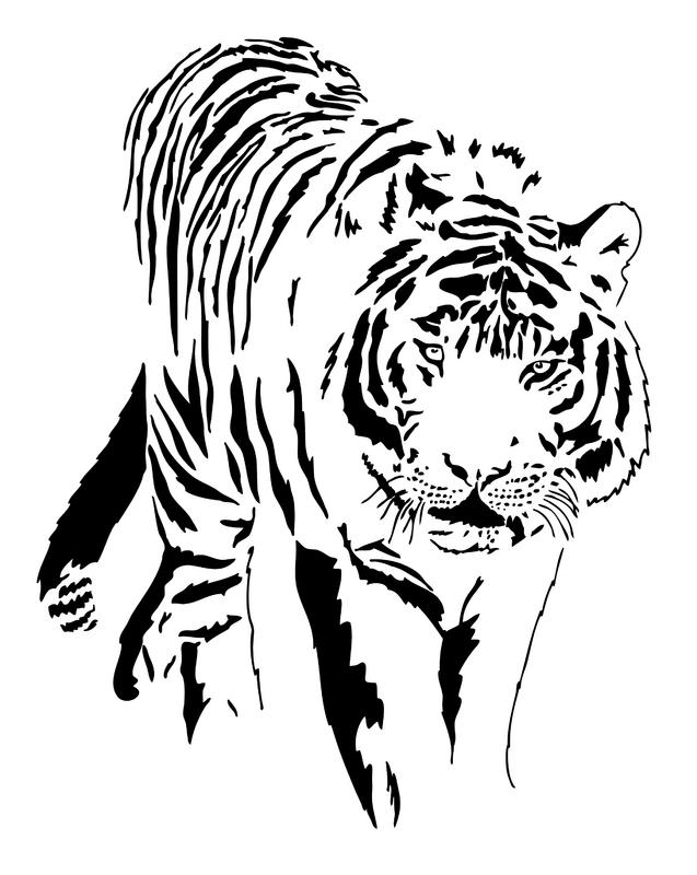 Outline Tiger Black And White Tattoo Design