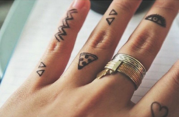 Pizza Slice Tattoo On Finger
