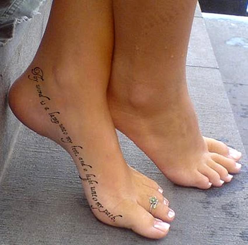 Quote Tattoo On Girl Foot