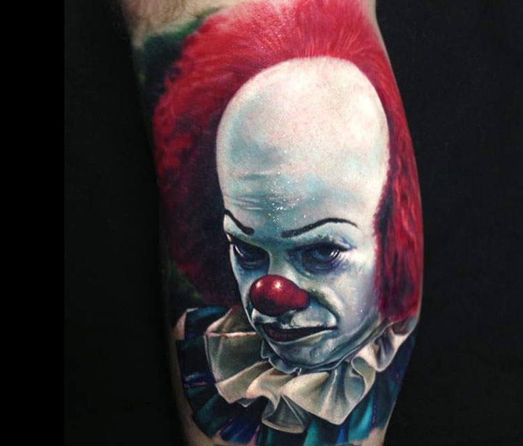 Realistic 3D Clown Head Tattoo Design