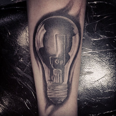 Realistic Bulb Tattoo On Arm