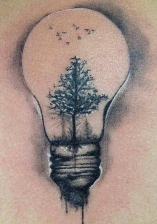 Realistic Grey Lightbulb Tattoo Design
