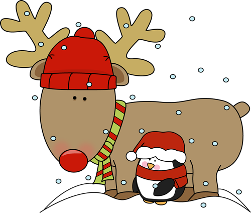 Reindeer And Penguin Funny Clipart