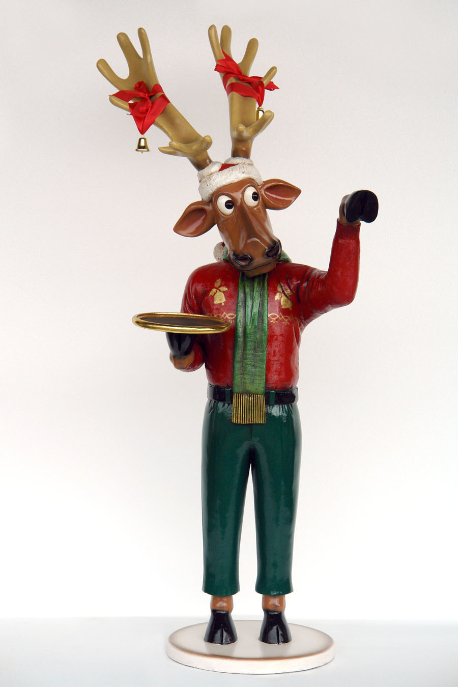 Reindeer Holding Golden Tray Funny Statue