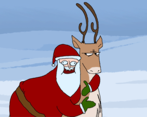 Reindeer With Santa Funny Animated Image