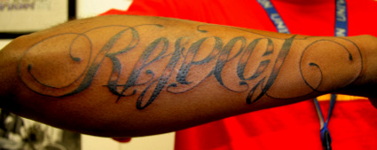 Respect Tattoo Design On Right Forearm