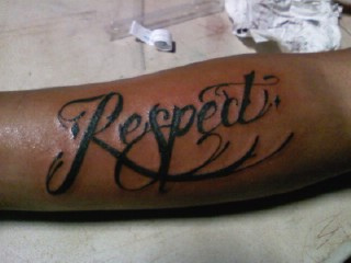 Respect Tattoo On Arm Sleeve