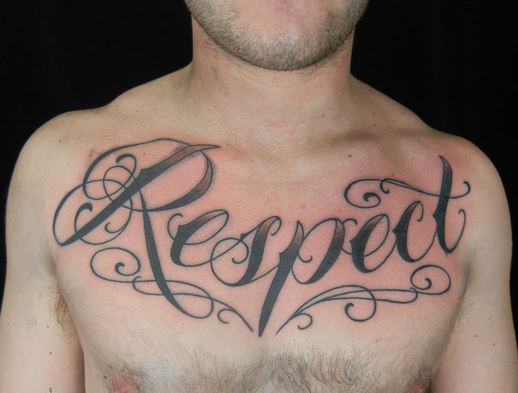 Respect Tattoo On Chest For Men