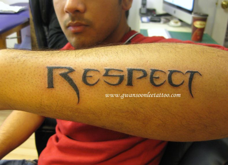 Respect Tattoo On Guy Left Arm