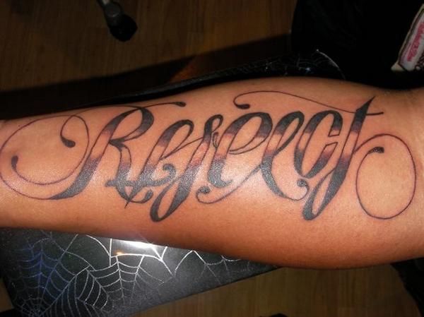 Respect Tattoo On Right Forearm