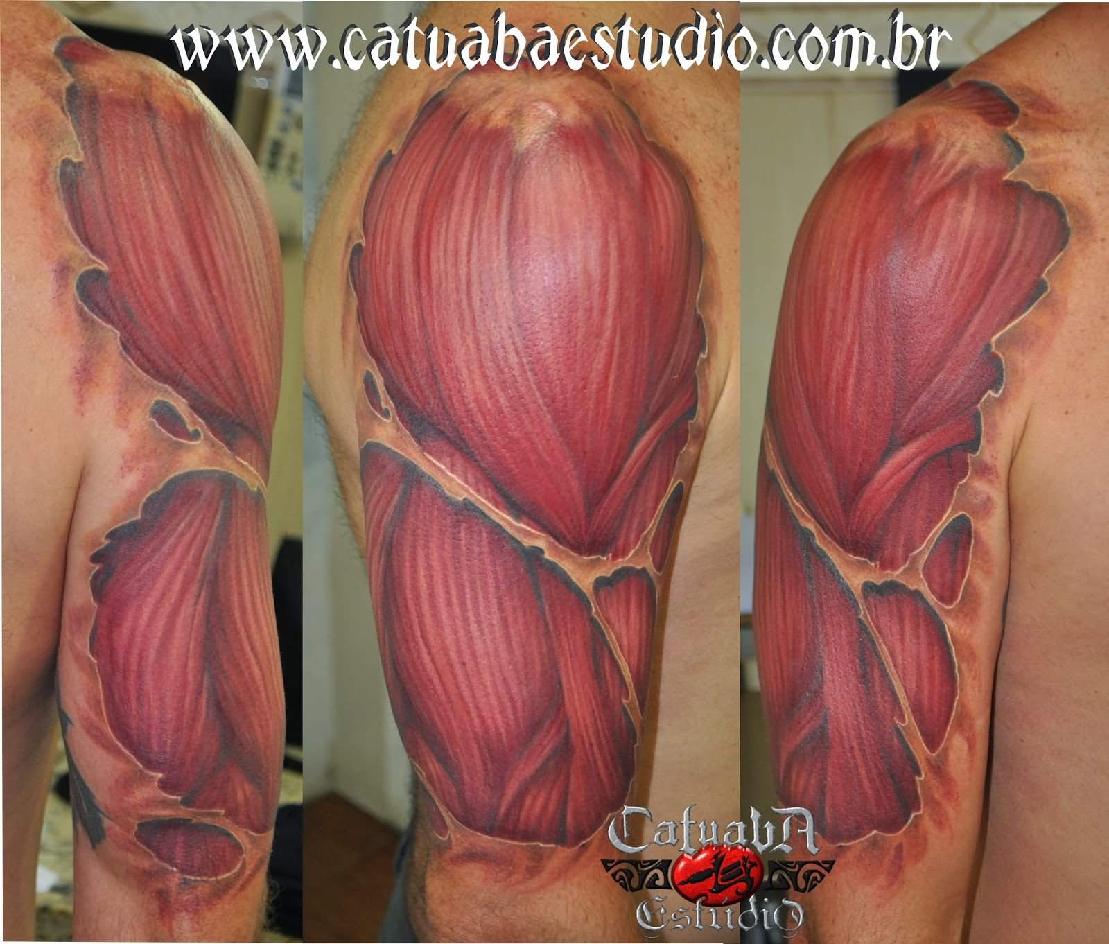 Ripped Skin Muscle Tattoo Design For Right Half Sleeve