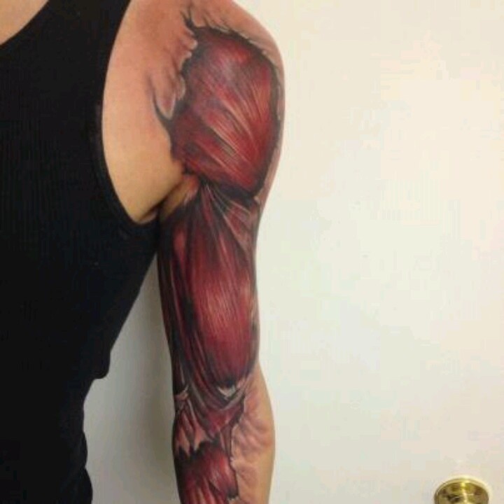 Ripped Skin Muscle Tattoo Design for Full Sleeve