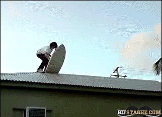 Roof Surfing Boy Funny Gif