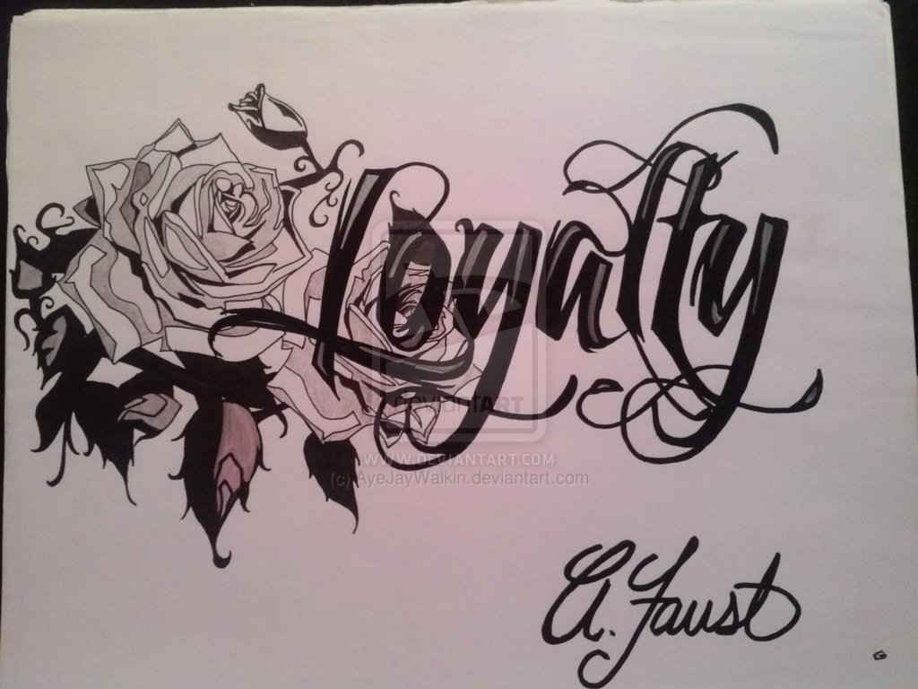 Rose Flowers And Loyalty Tattoo Design