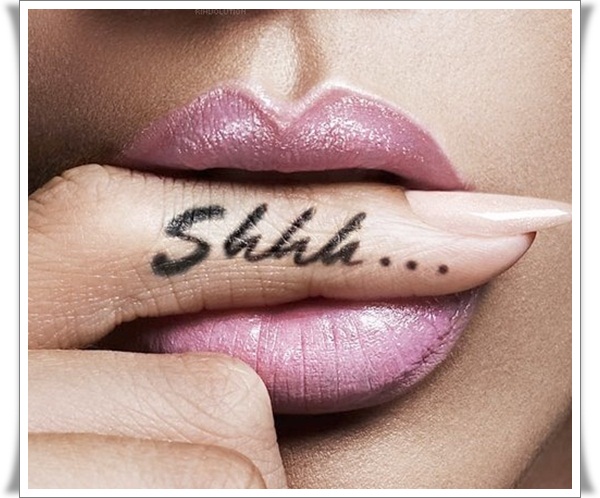 Shhh Tattoo On Girl Finger