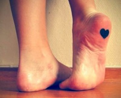 Silhouette Heart Tattoo On Under Foot