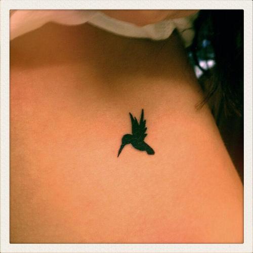 Silhouette Hummingbird Tattoo On Under Breast