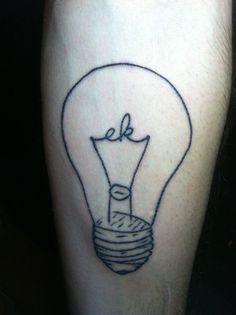 Simple Bulb Tattoo On Back Leg