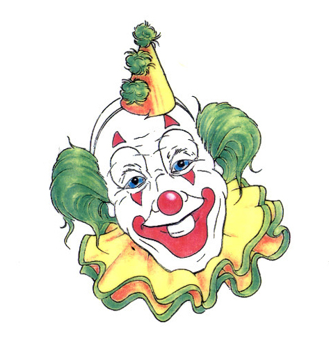 Simple Colorful Clown Head Tattoo Design