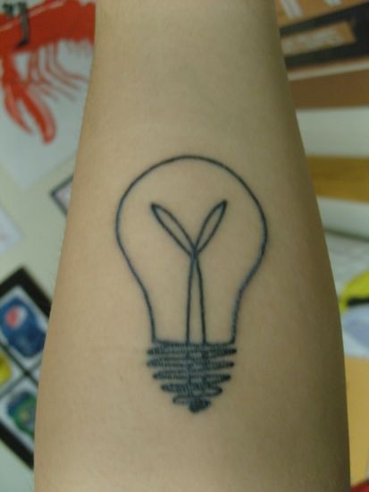 Simple Outline Bulb Tattoo On Forearm