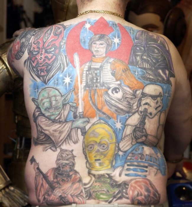 Star War Character Tattoo On Full Back