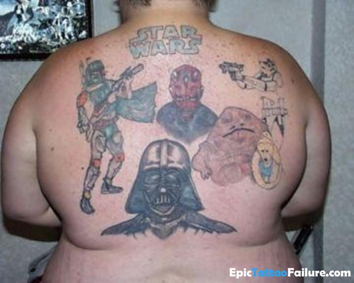 Star War Character Tattoo On Upper Back