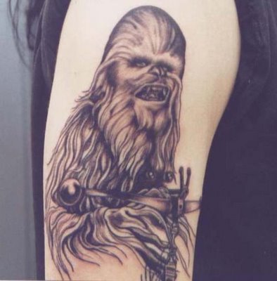 Star War Chewbacca Tattoo On Right Half Sleeve