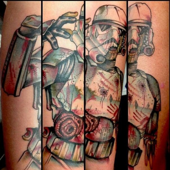 Star War Soldier Tattoo Design For Leg