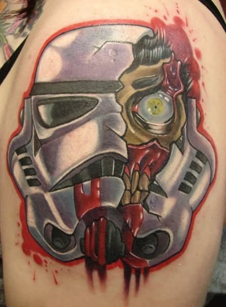 Star War Zombie Soldier Head Tattoo Design For Shoulder