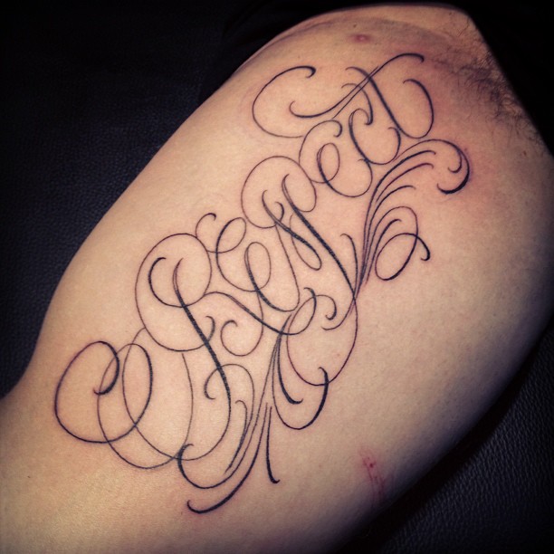 Stylish Respect Word Tattoo On Inner Bicep