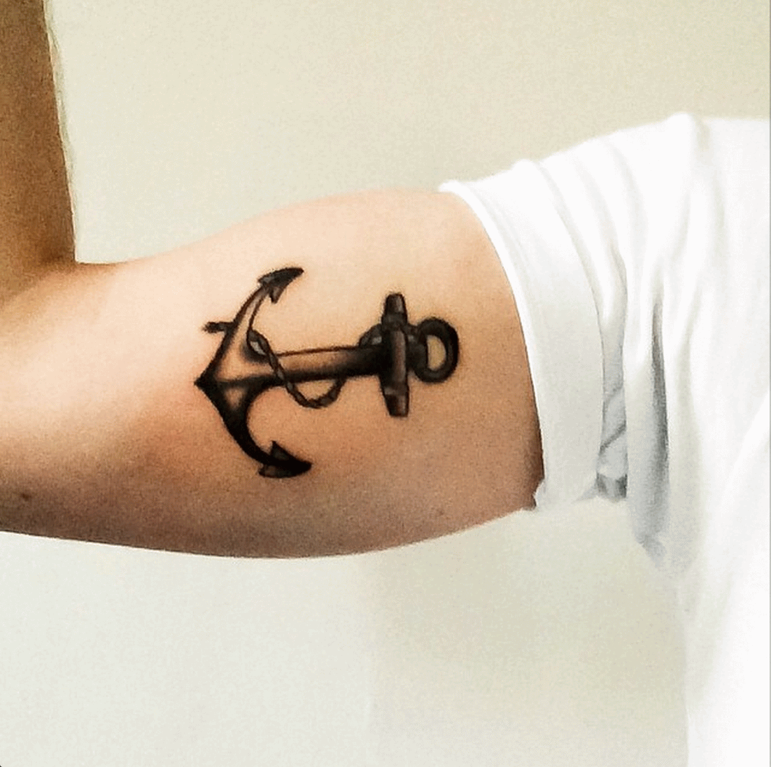 Traditional Anchor Tattoo On Inner Bicep
