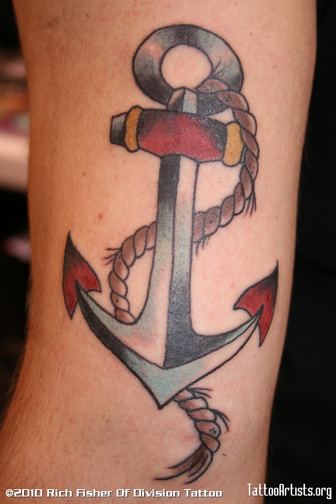Traditional Rope With Anchor Tattoo