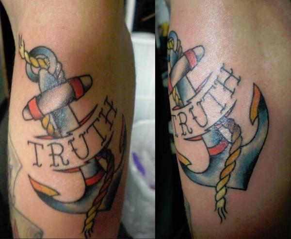 Traditional Truth Banner With Anchor Tattoo by Misfitizzle