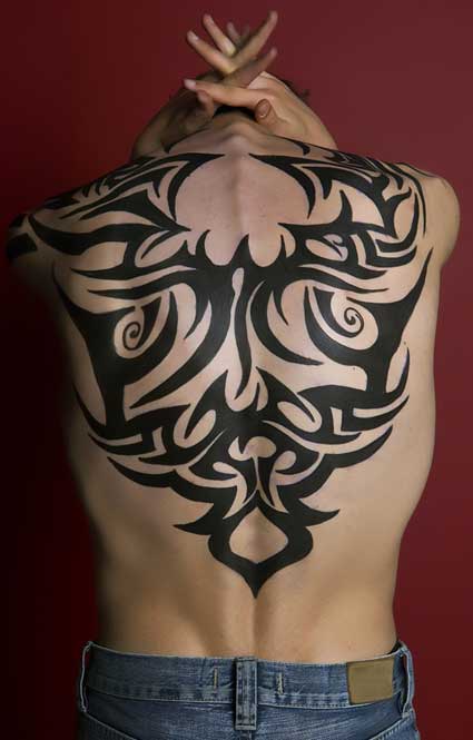 Tribal Black Full Body Tattoo Design For Men