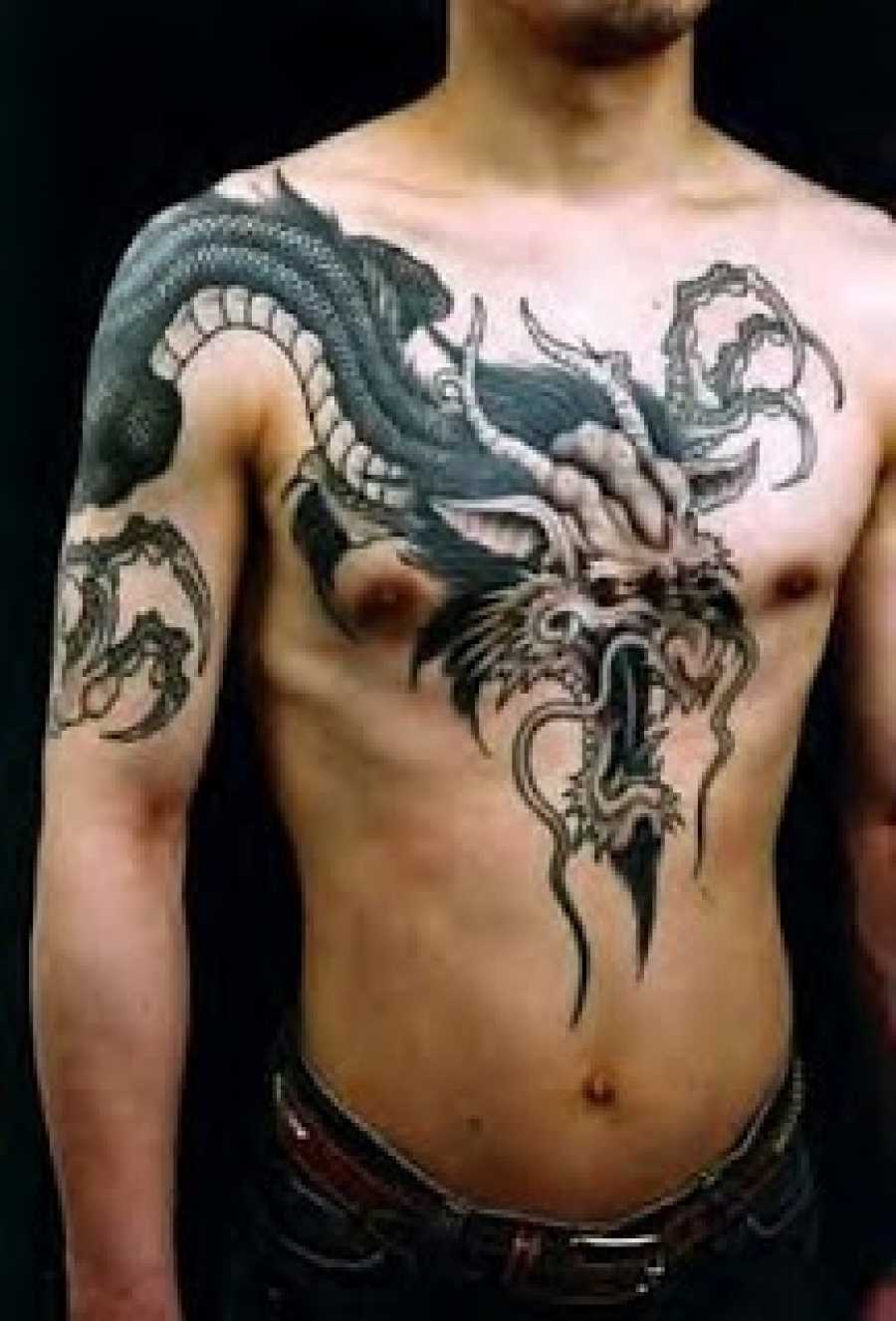 Tribal Dragon Tattoo On Man Full Body