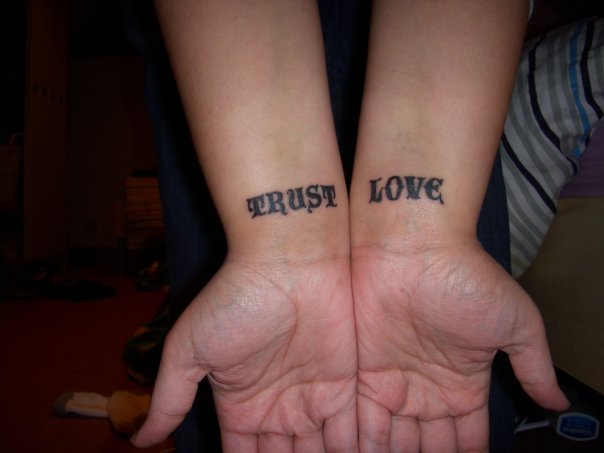 Trust Love Tattoo On Wrists