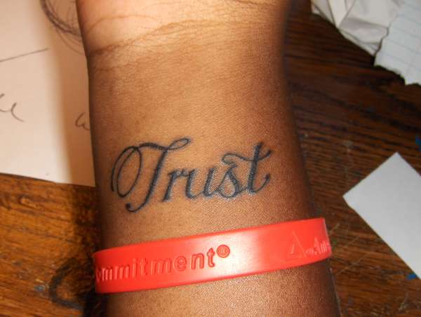 Trust Tattoo On Right Wrist