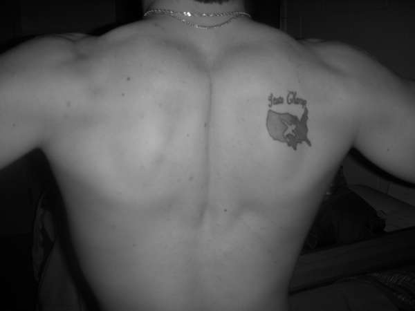 USA Wrestling Logo Tattoo On  Man Right Back Shoulder