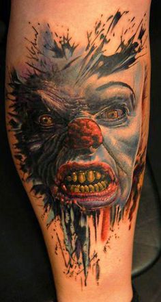 Unique Colorful Clown Head Tattoo Design For Forearm