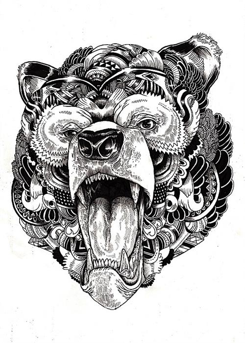 Unique Impressive Bear Head Tattoo Design