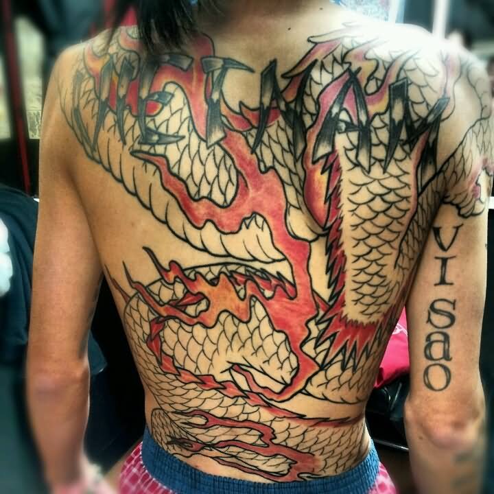 Vietnam Full Body Dragon Tattoo For Girls