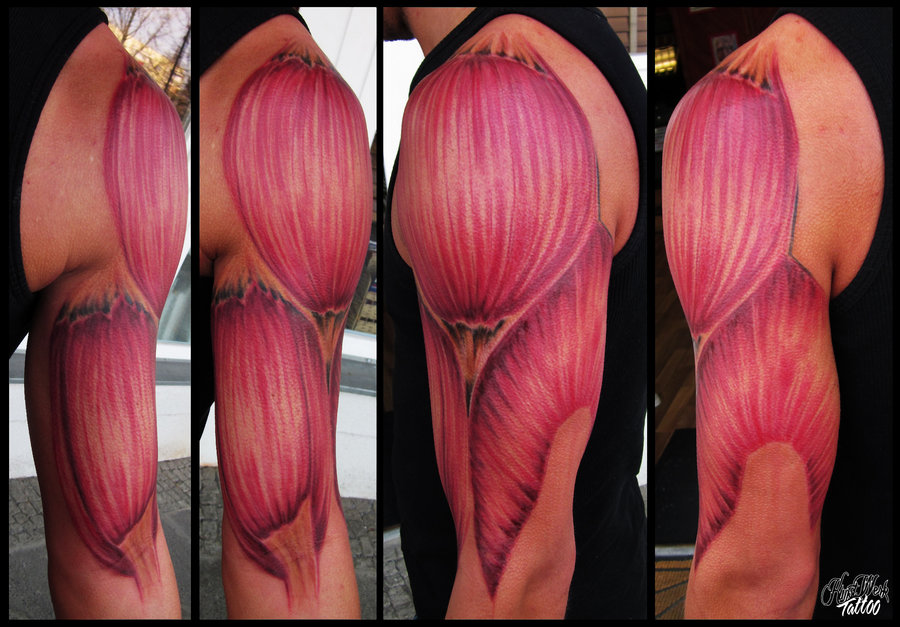 Wonderful Muscle Tattoo Design For Half Sleeve