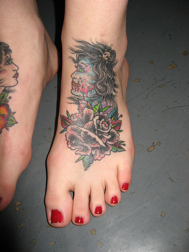 Zombie With Rose Tattoo On Girl Foot