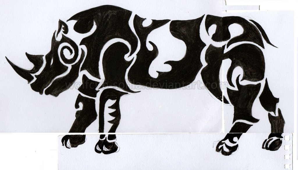 Amazing Black Rhino Tattoo Stencil By Sohla Wolf Design