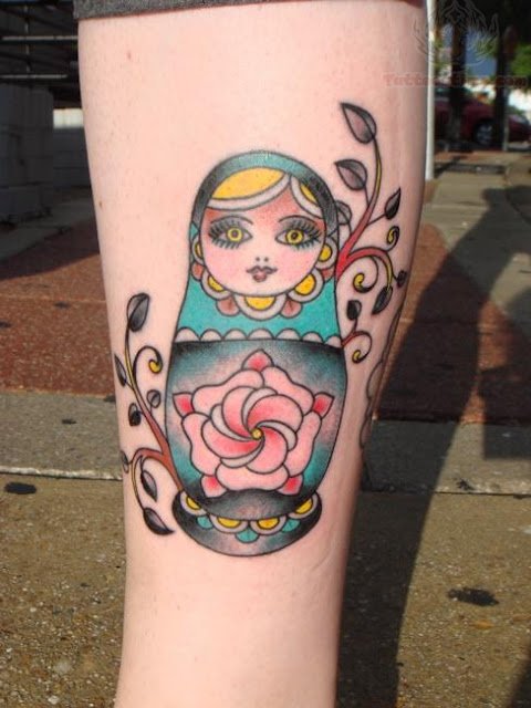 Amazing Matryoshka Tattoo On Side Leg